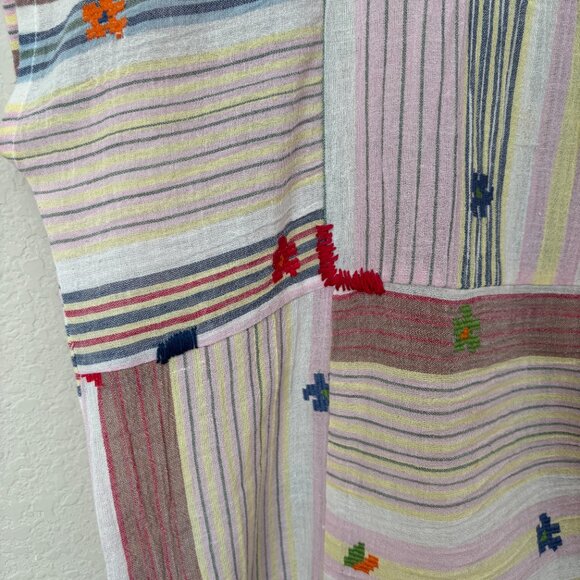 Ivy Jane Embroidered Cotton Mixed Stripe Boxy Boho Blouse Top - Picture 11 of 13